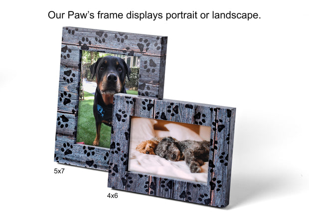 Paws Picture Frame - Dark Wood Look - Made from Recycled Plastic - Dog Frame - Cat Frame