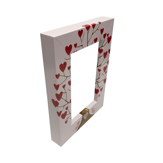 Valentine's Day Custom Picture Frame - Customize with Your Initials - Made with Recycled Plastic - Heart Tree & Love Birds Photo Frame