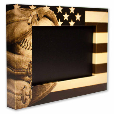 Patriotic Baseball Picture Frame - American Flag & Baseball Glove