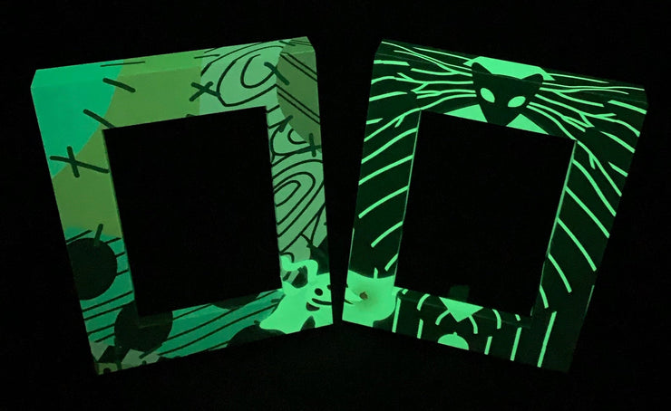 GLOW in THE DARK - Nightmare Christmas Picture Frame Set. GLOWS in the dark!! Custom Frames made with Recycled Plastic.